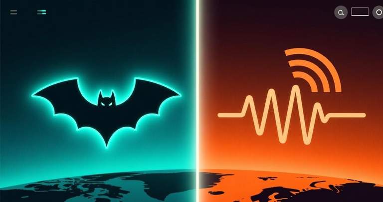 BatChat versus Signal comparison, teal and orange dual composition