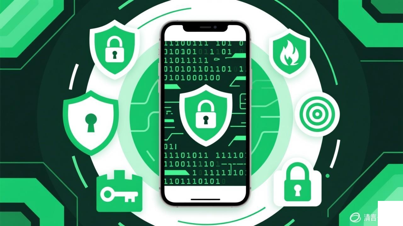 Encrypted messaging app on smartphone with security shield